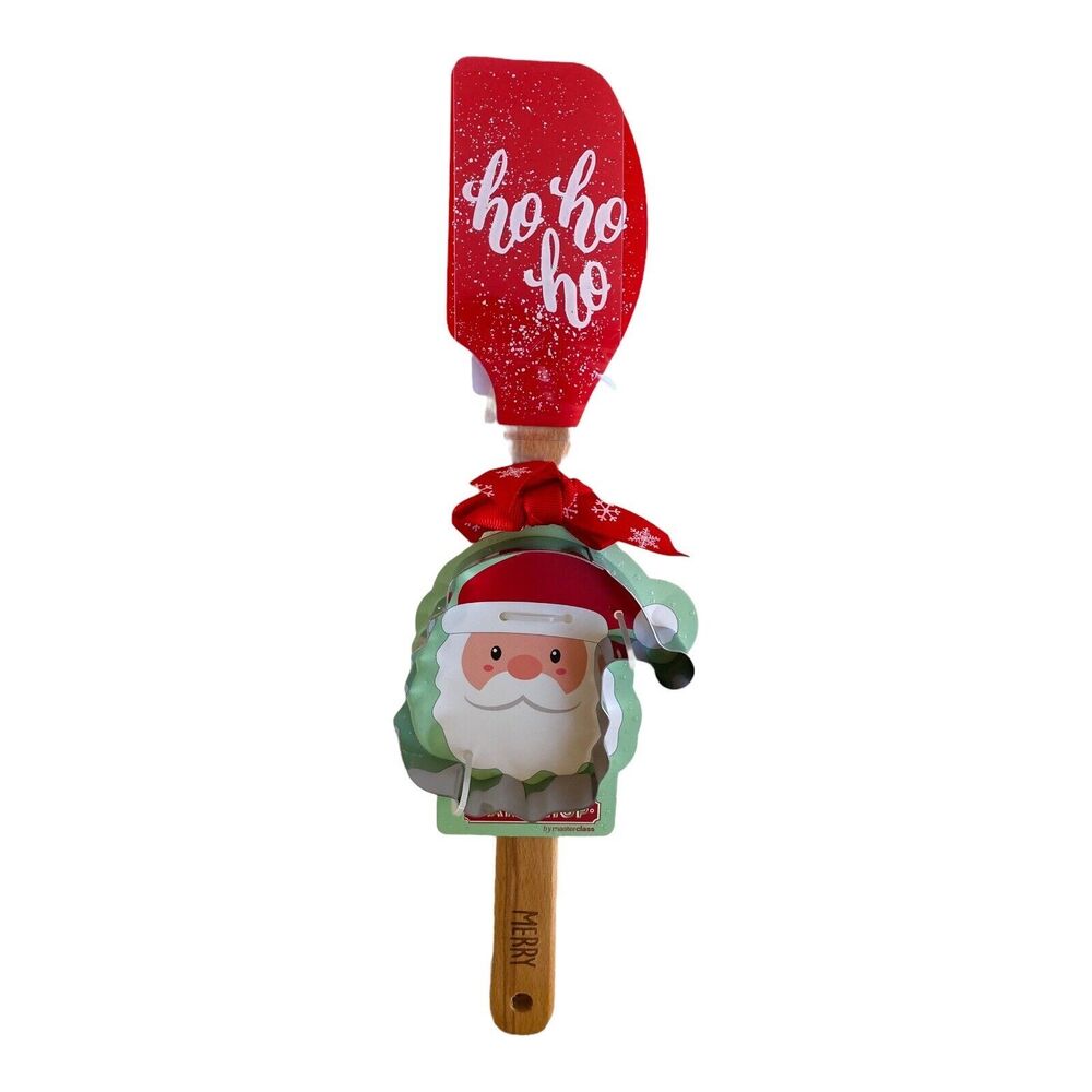 NEW Bakeshop Holiday Christmas Santa Claus Spatula Cookie Cutter Baking Set